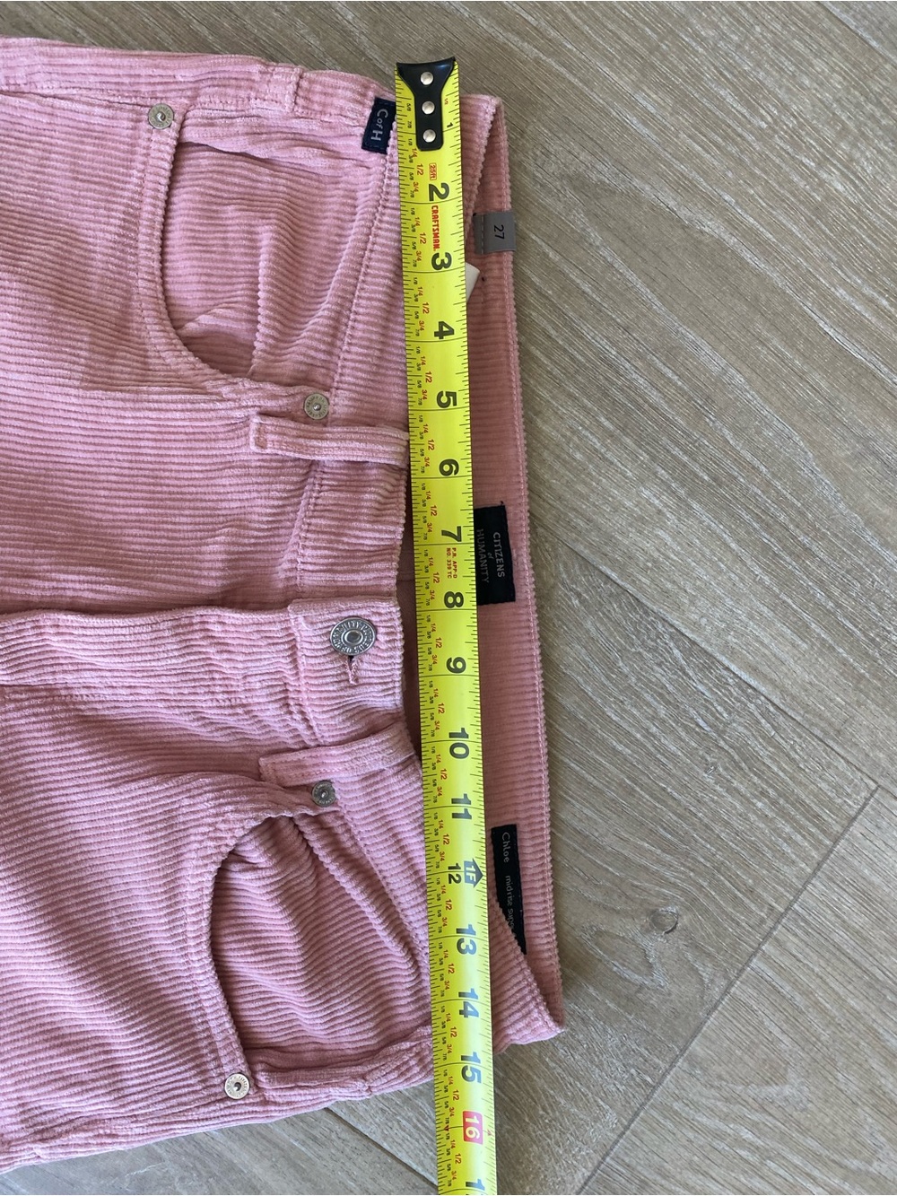 Citizens of Humanity Pink Corduroy Chloe Mid-rise Super Flare Jeans Size 27 - Picture 9 of 10
